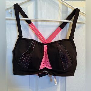 Victorias Secret VSX Black & Pink Sports Bra with Adjustable Straps
